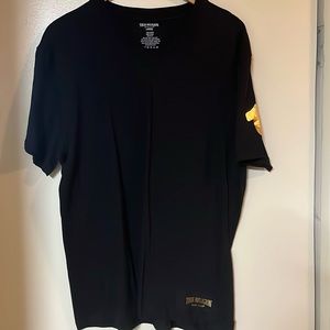 Black True Religion shirt gold logo